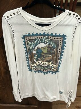 Double D Ranch White Tee with Blue Logo